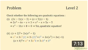 Check if given equations are quadratic