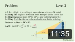 application of trigonometry to find distance between girl and building